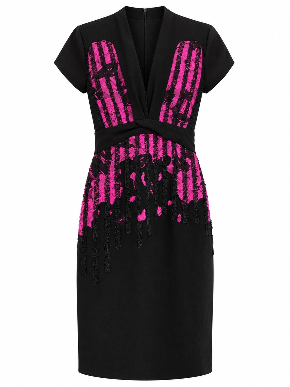 Bottega Veneta Pre-Fall 2014 Look 29 Black Pink Lace Sheath Dress